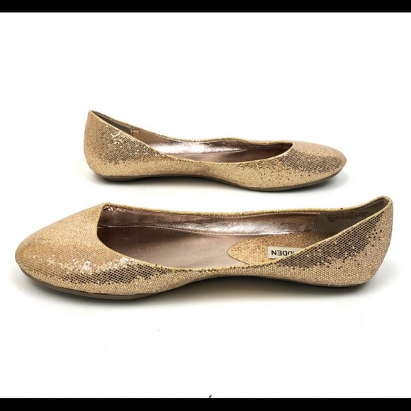 Steve Madden Sequined Gold Ballet Flats - Picture 2 of 7